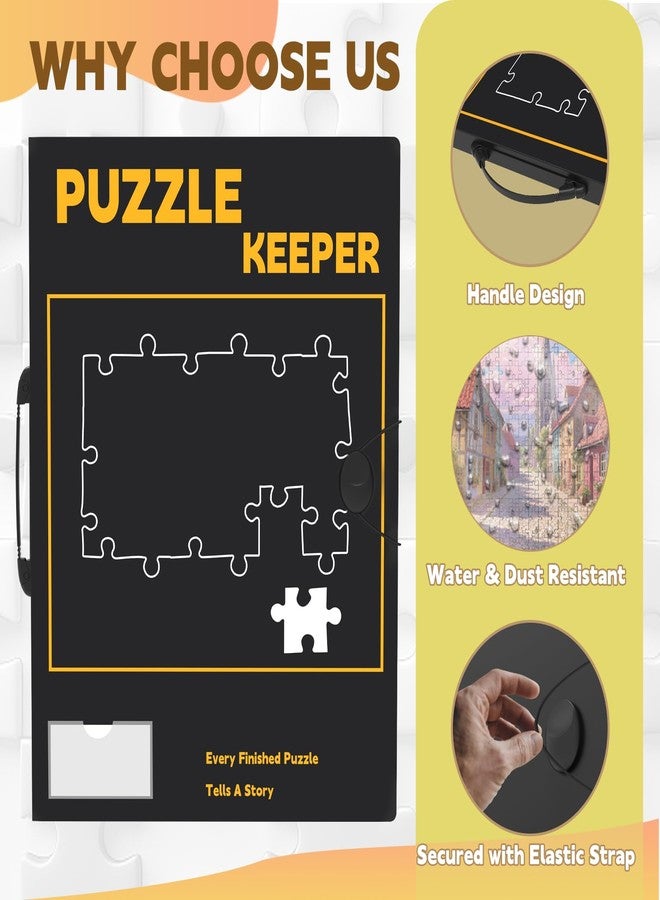 Doerpuz Puzzle Storage Folder with Labeling Tabs & Name Card Pocket, Portable Puzzle Holder for 1000 Piece Jigsaws with Handle, 28.3 * 21in(Inner Page),Black Storage Book - Image 2