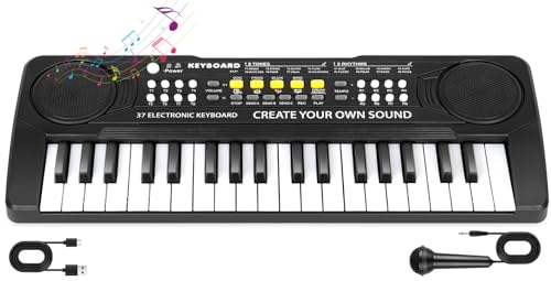 M SANMERSEN 37 Key Upgrade Piano Keyboard for Kids Musical Toys for 3 4 5 6 Year Old Girls Keyboards Pianos for Beginners with Microphone for 3 Year Old Boys Girls Gifts - Image 1
