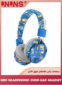 UNUNS Bluetooth Kids Headphones With Mic,Cartoon Wireless Headsets,85dB Volume Limited Hearing Protection,Stereo Over-Ear Headphones For Boys Girls,For Cellphones Tablet School Travel,Blue Dinosaur  - Image 2