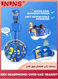 UNUNS Bluetooth Kids Headphones With Mic,Cartoon Wireless Headsets,85dB Volume Limited Hearing Protection,Stereo Over-Ear Headphones For Boys Girls,For Cellphones Tablet School Travel,Blue Dinosaur  - Image 3