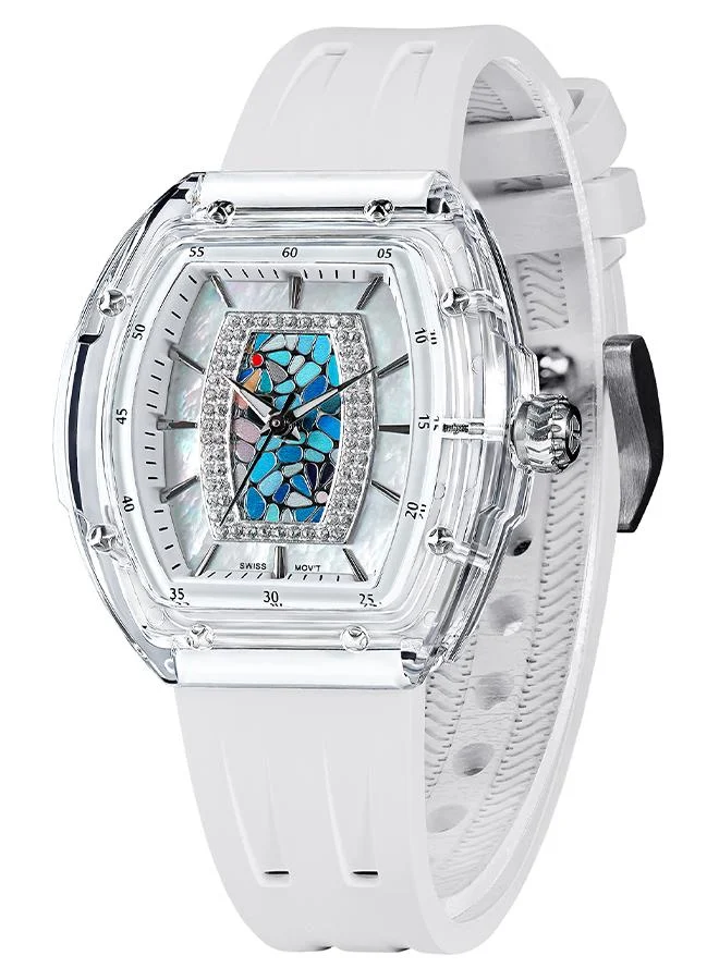 TSAR BOMBA Nucleus Femme Series 35mm Women's Watch with White Premium Rubber Strap
