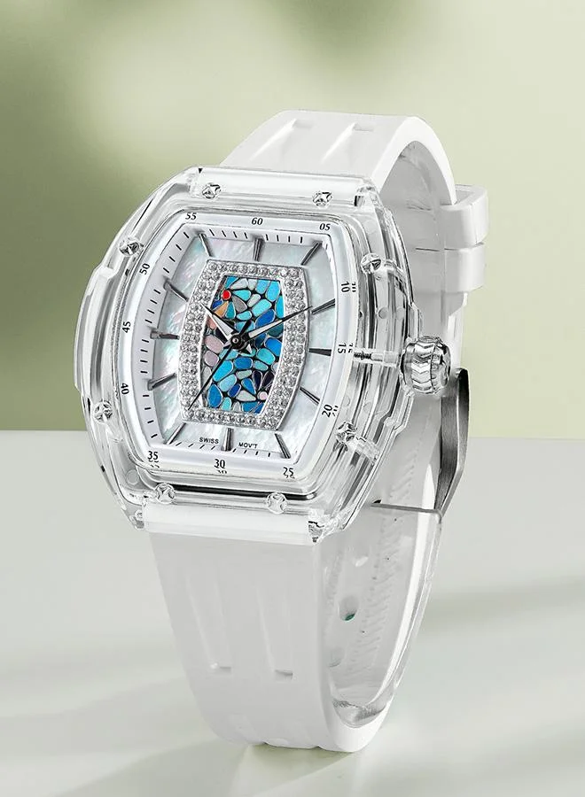 TSAR BOMBA Nucleus Femme Series 35mm Women's Watch with White Premium Rubber Strap