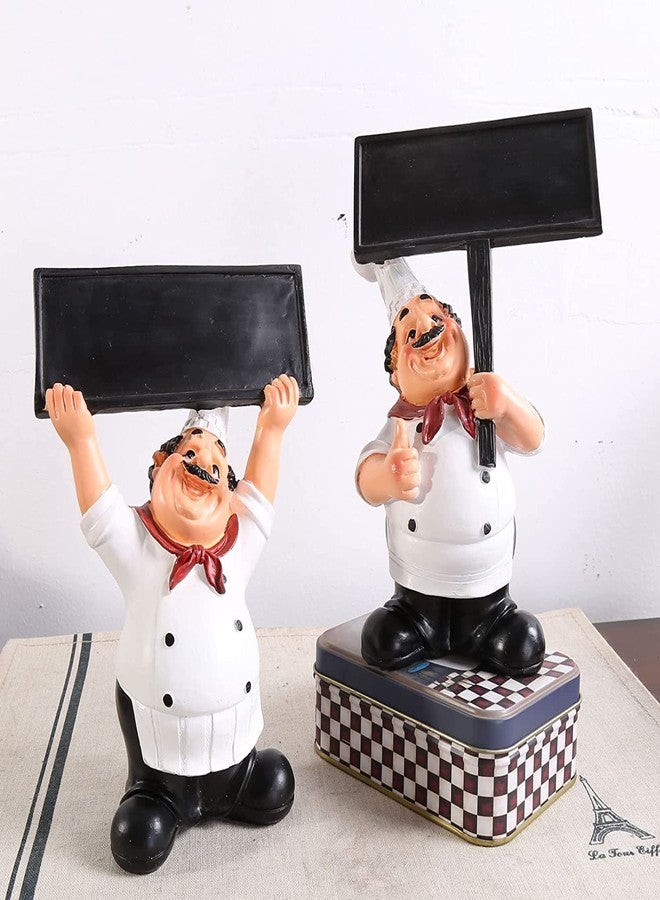SMANTA Holding Writable Black Board Resin Chef Figures Statue, French Cooking Chef Collectible Housewarming Crafts Gifts Statues for Home Bar Shop Restaurant Coffee Tabletop Kitchen Decor - Image 4