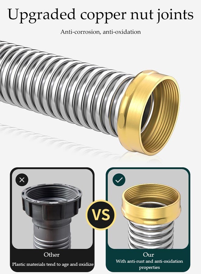 DUNISO Bathroom and Kitchen Stainless Steel Sink Drain Pipe,High Temperature Resistance and Odor Prevention kitchen Sink Drain Kit,Thicken P Trap Sink Drain Pipe,Integrated Wash Basin Sink Drain Pipe，60cm - Image 4