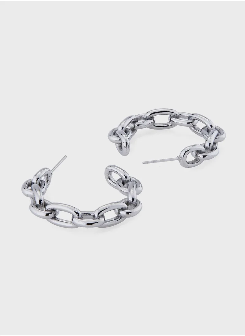 ليدي موف BROOKLYN CHAIN LINK HOOP EARRINGS