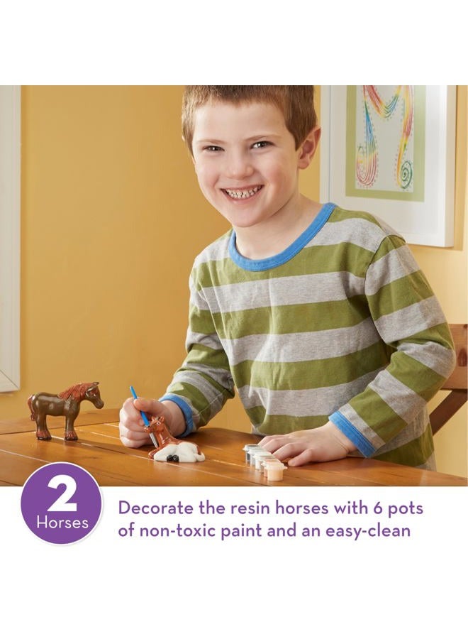 Melissa & Doug Decorate-Your-Own Horse Figurines Craft Kit: 2 Horses To Paint - Image 2