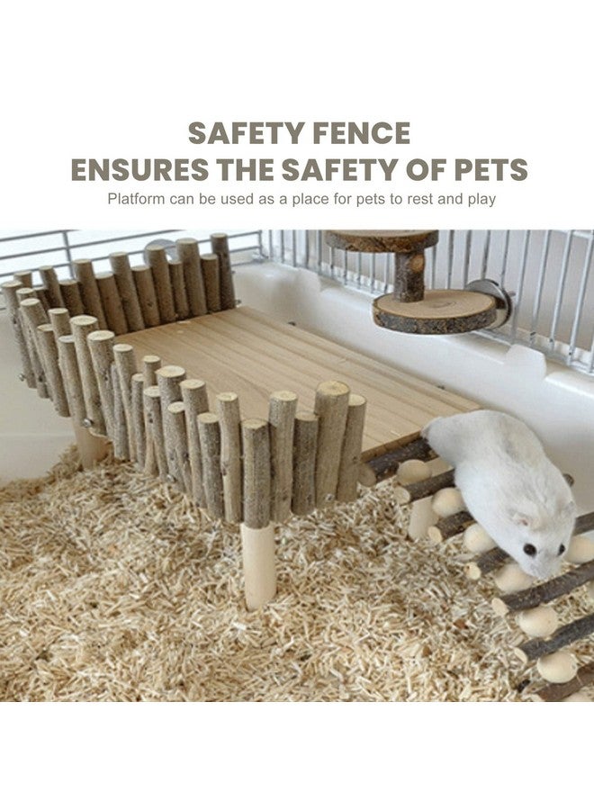 فوكتي ألعاب تسلق الهامستر، نشاط ملعب خشبي من طبقتين للهامستر مع جسر، ألعاب مضغ خشبية للحيوانات الأليفة الصغيرة، نشاط تسلق السلم للأقزام (نوع عالمي) - Image 2