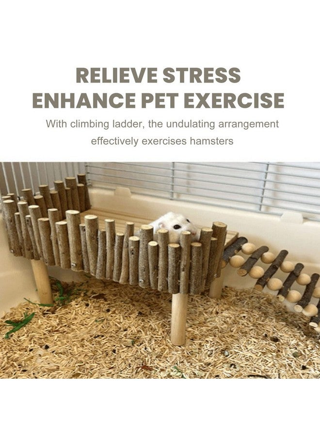 فوكتي ألعاب تسلق الهامستر، نشاط ملعب خشبي من طبقتين للهامستر مع جسر، ألعاب مضغ خشبية للحيوانات الأليفة الصغيرة، نشاط تسلق السلم للأقزام (نوع عالمي) - Image 4