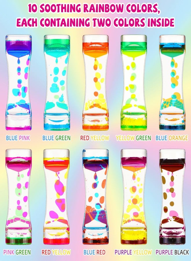 Motionchic 10 Pack Liquid Motion Bubbler Timer for Teens and Adults Calming Fidget Toy Colorful Stress Relief Liquid Timer Oil and Water Hourglass Relaxation Stress ADHD Anxiety Autism - Image 3