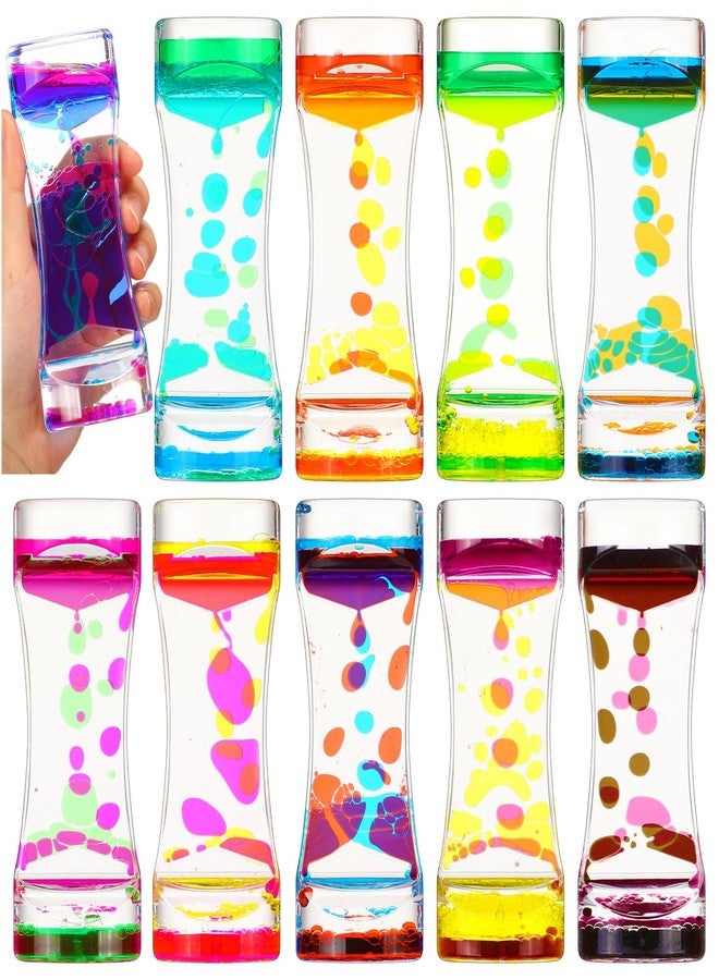 Motionchic 10 Pack Liquid Motion Bubbler Timer for Teens and Adults Calming Fidget Toy Colorful Stress Relief Liquid Timer Oil and Water Hourglass Relaxation Stress ADHD Anxiety Autism - Image 1