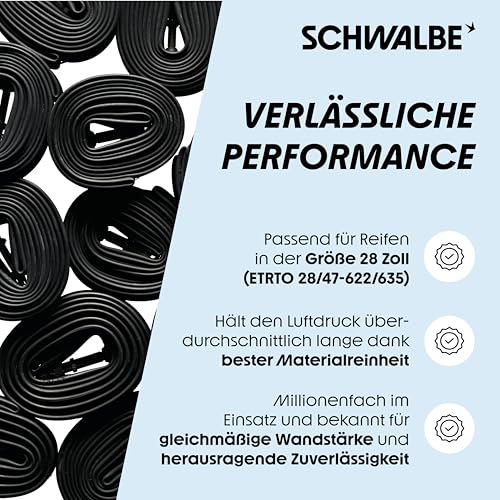 Schwalbe SV17 Presta Extra Long Valve 700C Inner Tube - Black, 28 Inch - Image 4