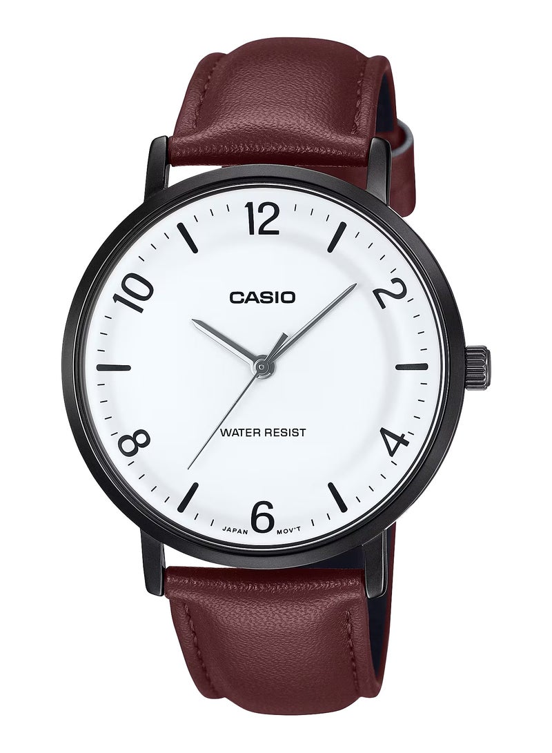 CASIO Standard Brown Leather band Analog Men's Watch MTP-VT03BL-7B