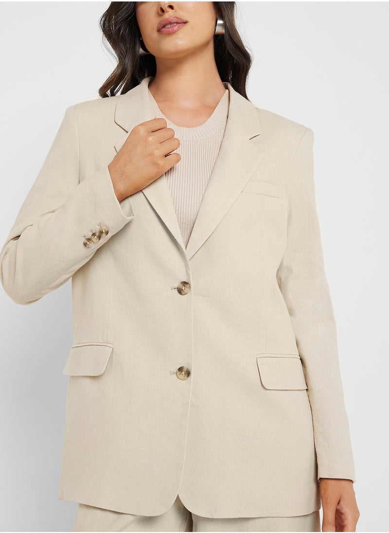 VERO MODA - Oversized Fit Linen Blazer - Image 1