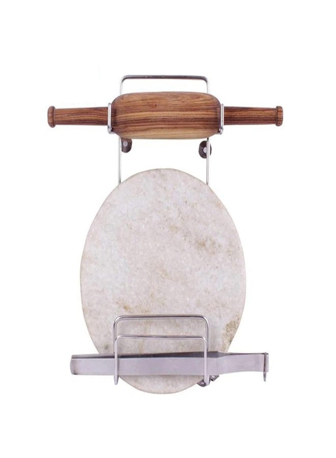 Gaavi Stainless Steel Strong Chakla Belan Stand, Rolling Pin Holder (Hardware Included) - Image 5