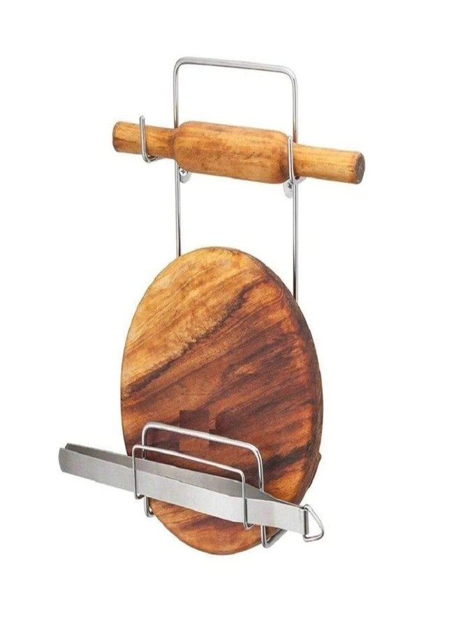 Gaavi Stainless Steel Strong Chakla Belan Stand, Rolling Pin Holder (Hardware Included) - Image 1