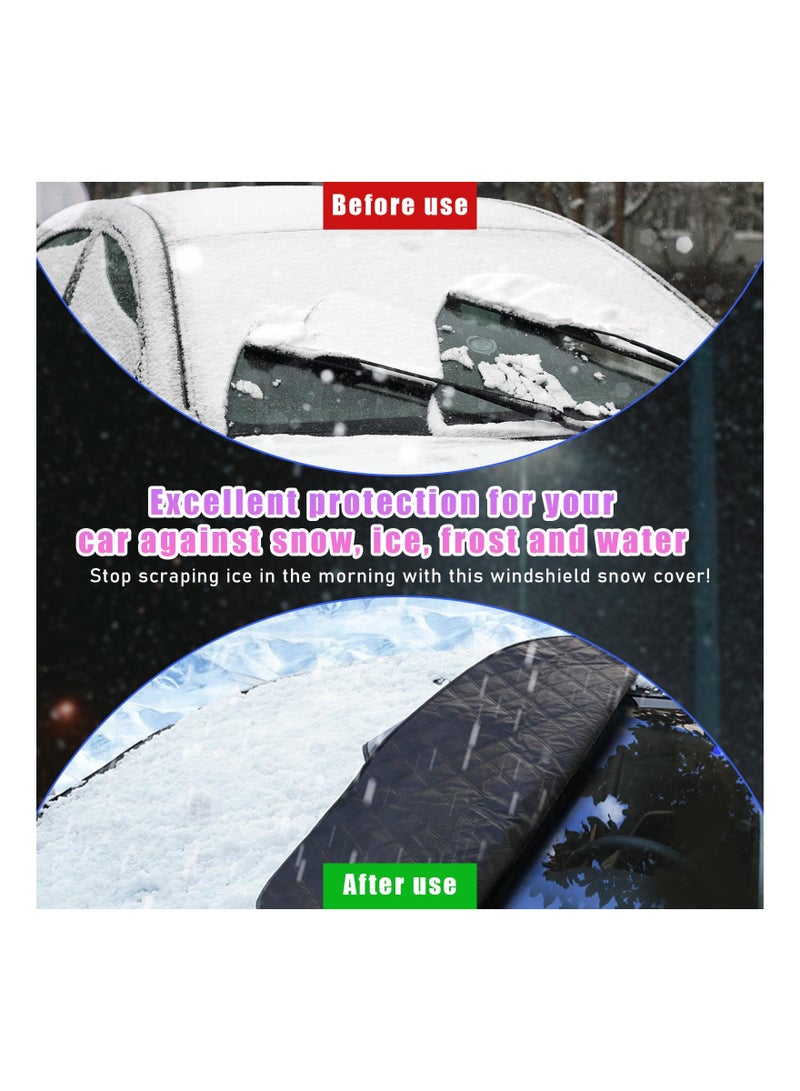 SYOSI Winter Windshield Cover with Built in Magnets and 4 Layers Protection Protects from Snow Ice Frost Sun Weather Resistant Front Car Accessories 156X126CM - Image 2