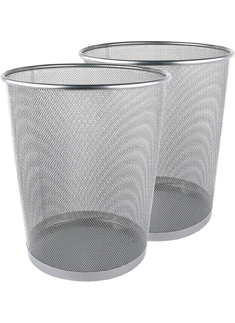 VIO 2 Pack Large Mesh Trash Cans Waste Basket Garbage Bin Lightweight Sturdy Round Mesh Trash Bin Recycling Can for Desk Bedroom Home Room Office 6 Gallon Size  - Image 1