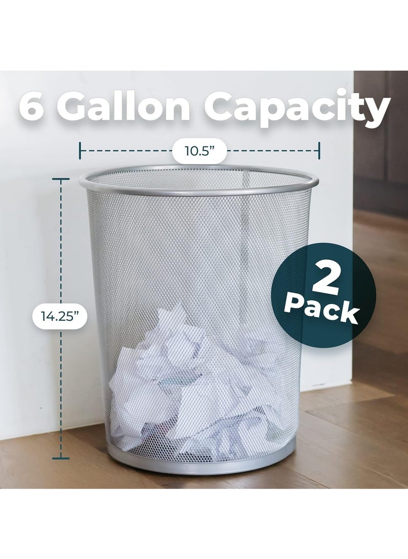 VIO 2 Pack Large Mesh Trash Cans Waste Basket Garbage Bin Lightweight Sturdy Round Mesh Trash Bin Recycling Can for Desk Bedroom Home Room Office 6 Gallon Size  - Image 5