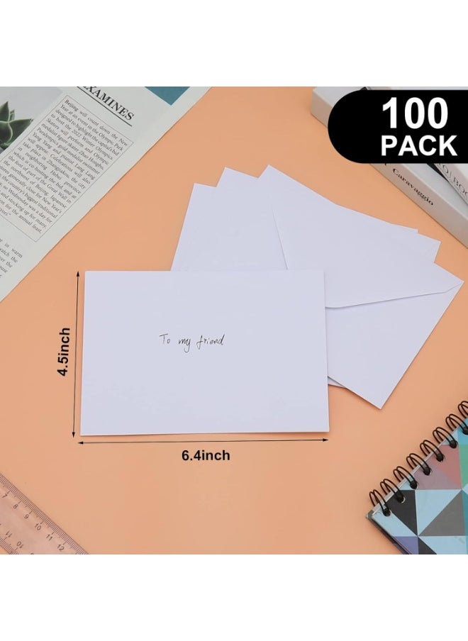 KCDMBUE 100 Pack Kraft 4x6 Envelopes with Contour Flap, Perfect for Invitations, Weddings, Announcements, Baby Showers, RSVP Cards, Greeting Cards, 120gsm Thick, 4.5 x 6.4 Inches, 100% Recycled Paper (White)  - Image 2