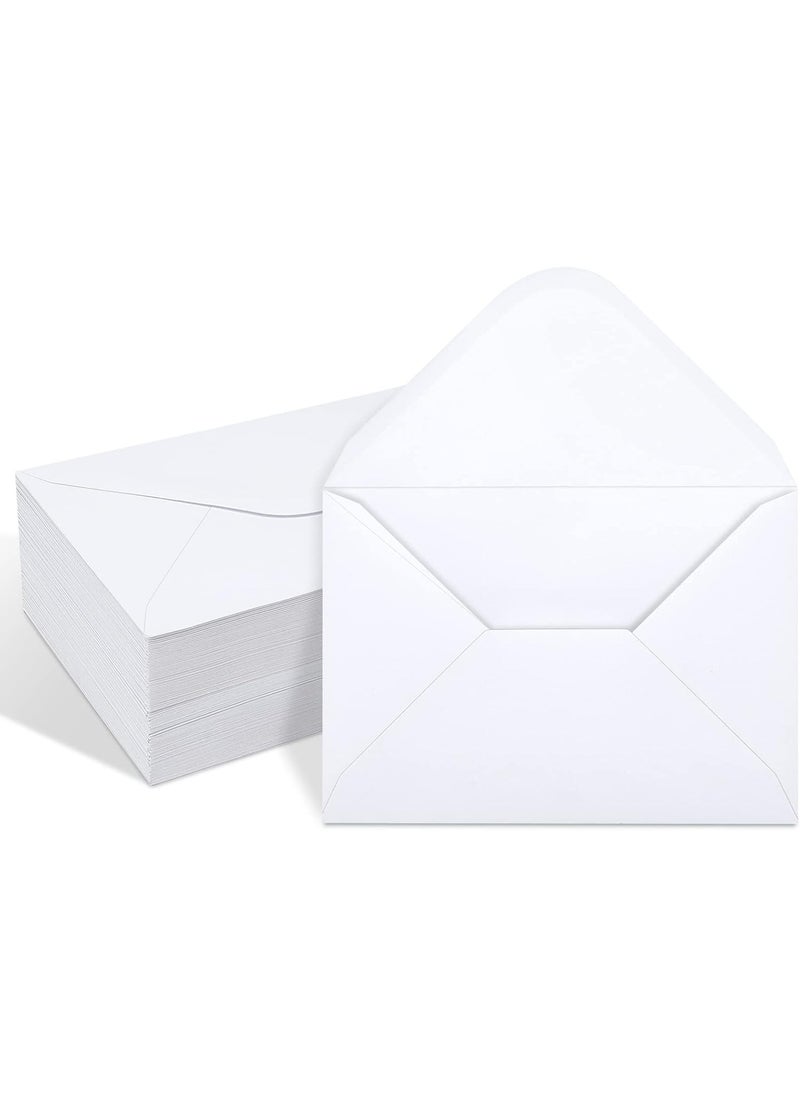 KCDMBUE 100 Pack Kraft 4x6 Envelopes with Contour Flap, Perfect for Invitations, Weddings, Announcements, Baby Showers, RSVP Cards, Greeting Cards, 120gsm Thick, 4.5 x 6.4 Inches, 100% Recycled Paper (White)  - Image 1