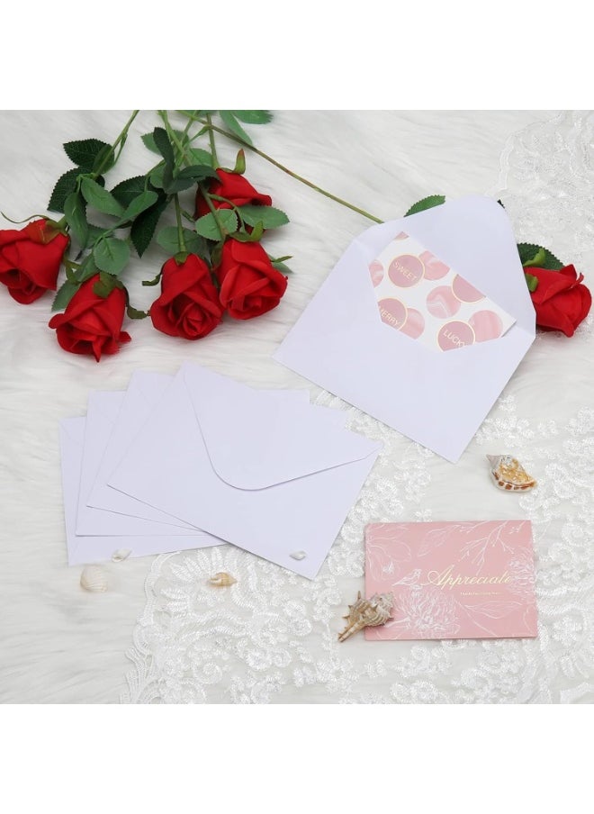 KCDMBUE 100 Pack Kraft 4x6 Envelopes with Contour Flap, Perfect for Invitations, Weddings, Announcements, Baby Showers, RSVP Cards, Greeting Cards, 120gsm Thick, 4.5 x 6.4 Inches, 100% Recycled Paper (White)  - Image 4