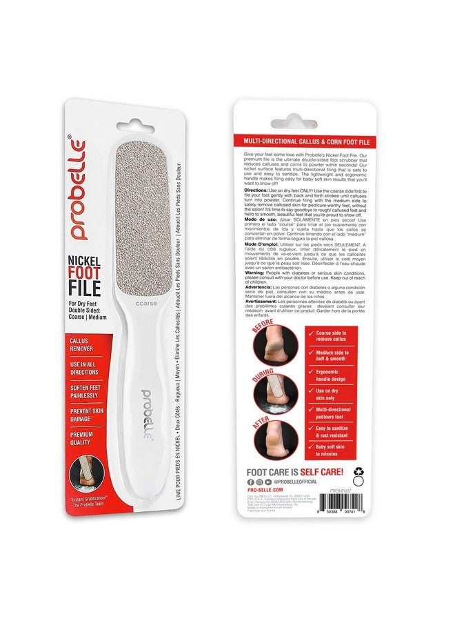 Probelle Double Sided Multidirectional Nickel Foot File Callus Remover - Immediately Reduces calluses and Corns to Powder for Instant Results, Safe Tool (White) - Image 2