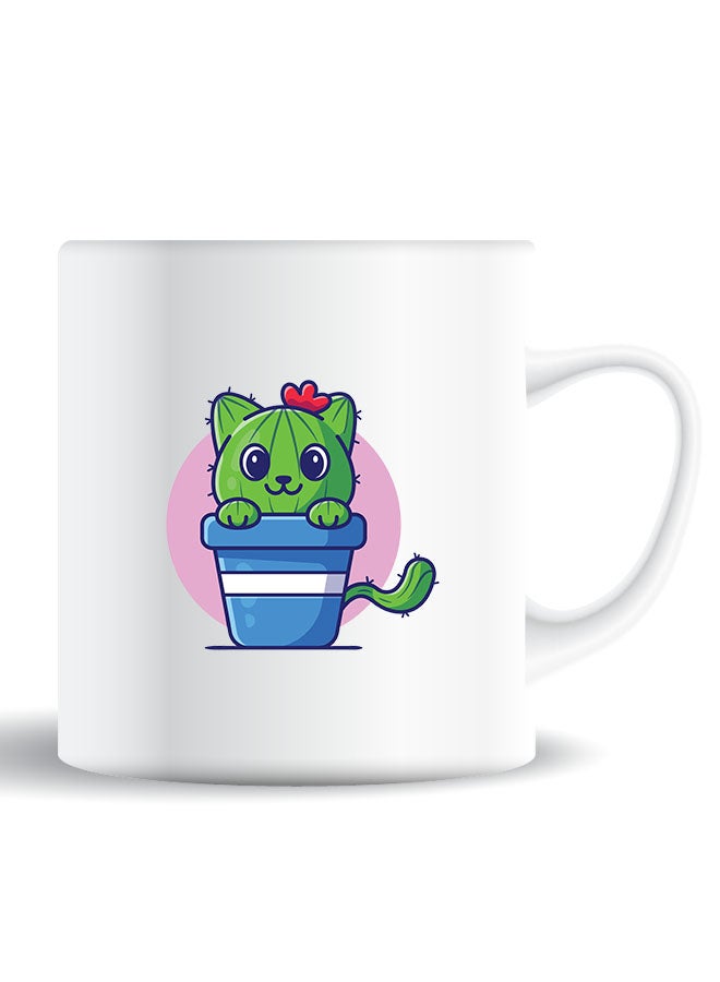 Theodor Premium Quality Two Sided Printed Coffee Mug Tea Cup Cute Cat Cactus For Home Office, Kids Men Women  - Image 1