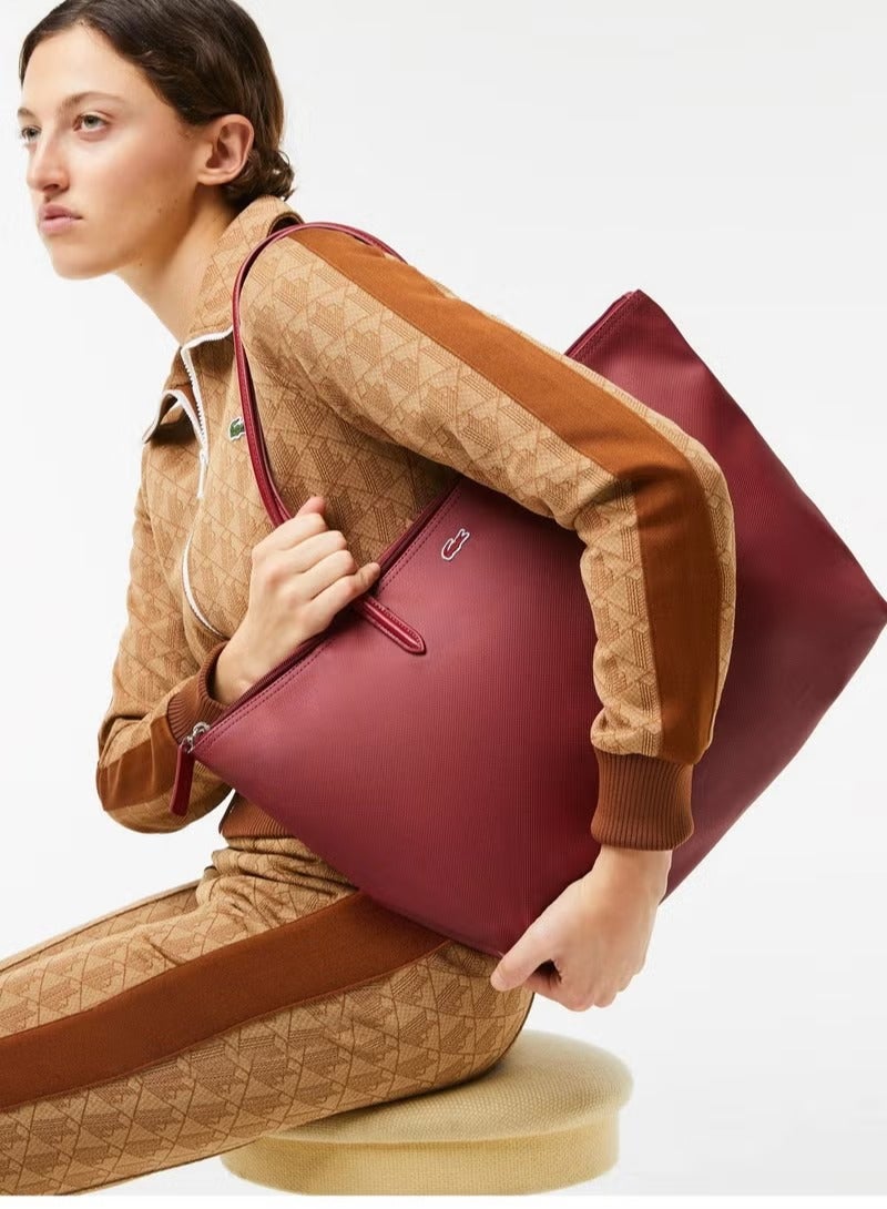 لاكوست حقيبة تسوق كبيرة للنساء 12.12 Concept Zip Tote، حقيبة كتف نسائية محمولة باليد، حقيبة أنيقة متعددة الاستخدامات ذات سعة كبيرة، حقيبة تسوق نسائية، 45 سم * 30 سم * 12 سم - كلاريت - Image 2