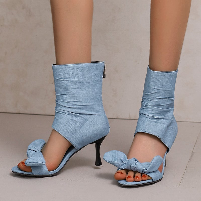 Supply 2026 Spring/Summer Stiletto Heels 40-50 Large Size Bowknot Hollow-Out Women'S Sandals - Image 3