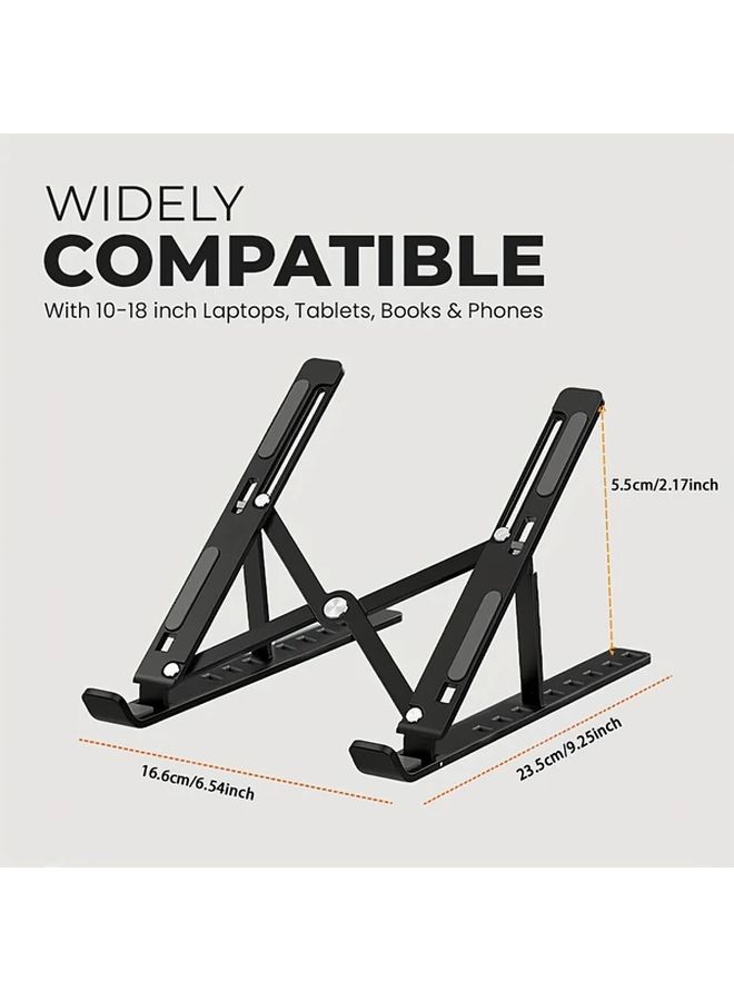 Silvery Aluminum Adjustable Laptop Stand Foldable Ergonomic Riser For 10 15 6 Inch - Image 2