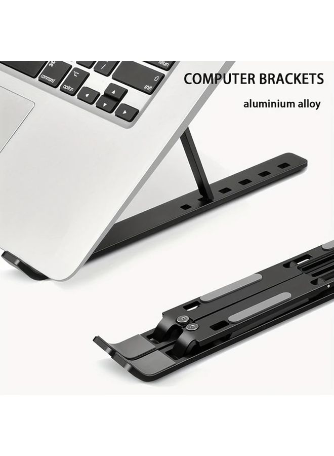 Silvery Aluminum Adjustable Laptop Stand Foldable Ergonomic Riser For 10 15 6 Inch - Image 1