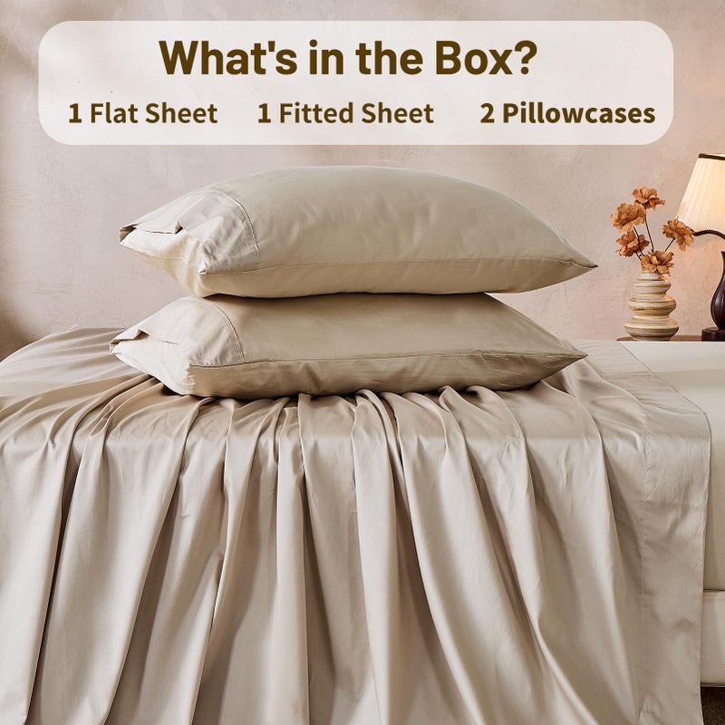 MEISHANG 1000 Thread Count Cotton Sheets King Size - 100% Egyptian Cotton, Sateen Weave, Soft & Breathable, Oeko-Tex Certified, 16" Deep Pockets - 4 Piece (King, Linen) - Image 5