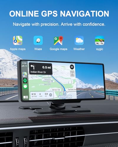 25HOURS HK3 Carplay Screen for Car, 10.26’’ Wireless Apple Car Play & Android Auto Touchscreen, with 4K Dash Cam,1080P Backup Camera,64GB TF card, Car Stereo/GPS Navigation/Mirror Link/Bluetooth/Voice Control - Image 3