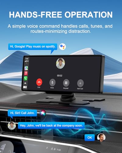 25HOURS HK3 Carplay Screen for Car, 10.26’’ Wireless Apple Car Play & Android Auto Touchscreen, with 4K Dash Cam,1080P Backup Camera,64GB TF card, Car Stereo/GPS Navigation/Mirror Link/Bluetooth/Voice Control - Image 5