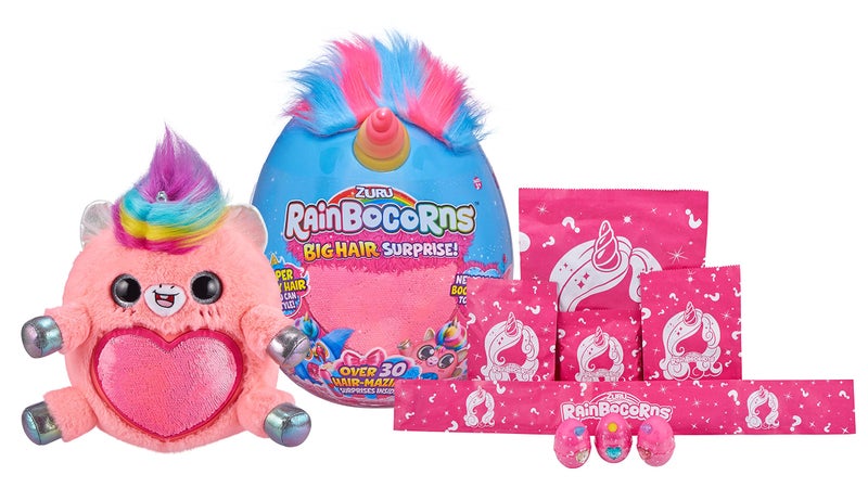 Rainbocorns Big Hair Surprise (Unicorn) by ZURU Cuddle Plush Stuffed Animal, 30+ Surprises, Collectible Baby Booboocorns, Hair Accessories, Charm Bracelets, Stickers, Ages 3+ (Unicorn) - Image 2
