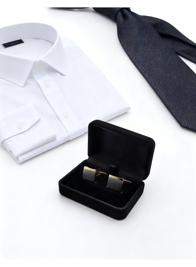HomeNoor Gold Textured Square Cufflinks, Elegant Formal French Cufflinks for Business, Wedding and Daily Wear, Stylish Shirt Cuff Links for Special Events, Perfect Gift  Idea for Men & Women - Image 4