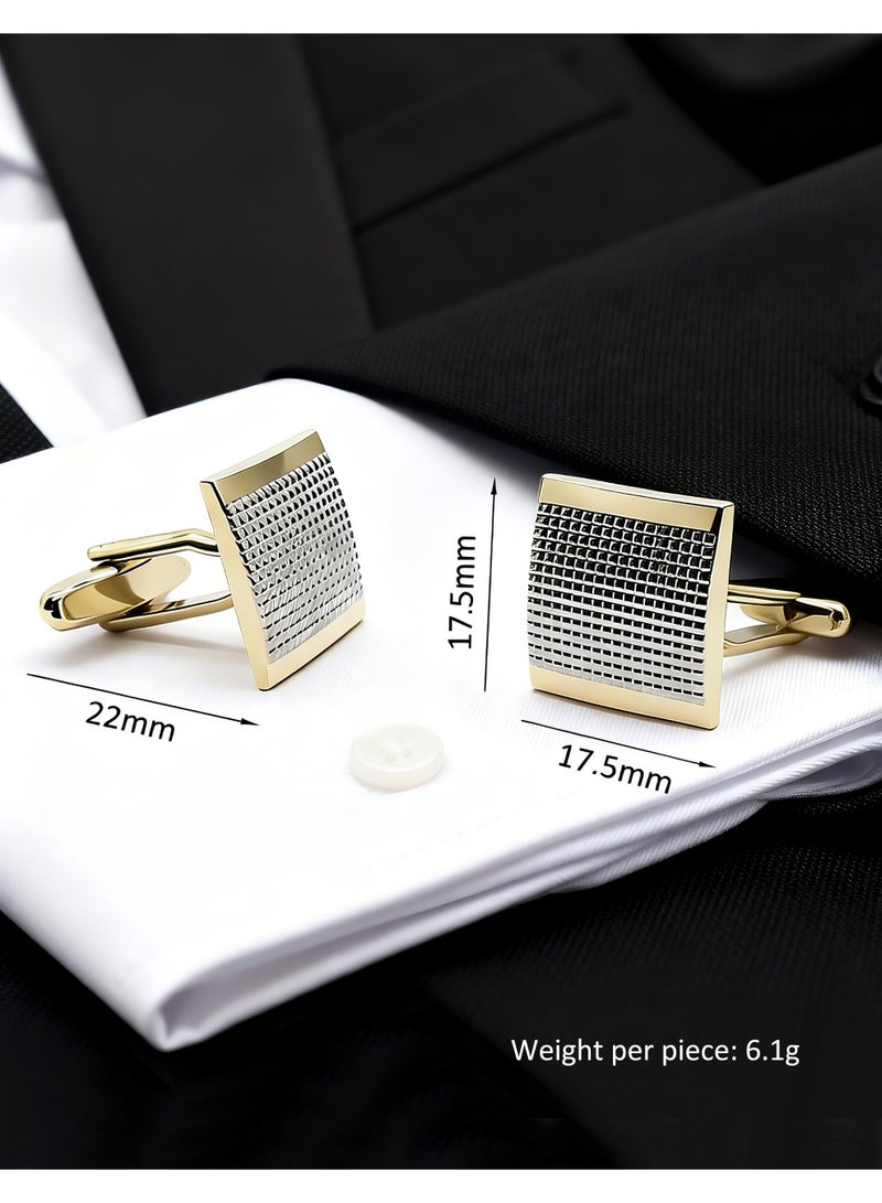HomeNoor Gold Textured Square Cufflinks, Elegant Formal French Cufflinks for Business, Wedding and Daily Wear, Stylish Shirt Cuff Links for Special Events, Perfect Gift  Idea for Men & Women - Image 2