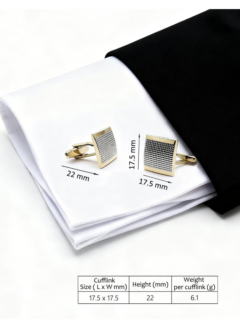 HomeNoor Gold Textured Square Cufflinks, Elegant Formal French Cufflinks for Business, Wedding and Daily Wear, Stylish Shirt Cuff Links for Special Events, Perfect Gift  Idea for Men & Women - Image 2