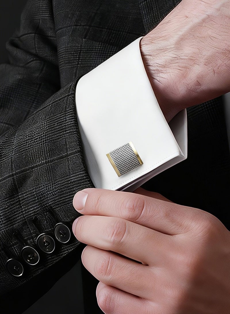 HomeNoor Gold Textured Square Cufflinks, Elegant Formal French Cufflinks for Business, Wedding and Daily Wear, Stylish Shirt Cuff Links for Special Events, Perfect Gift  Idea for Men & Women - Image 1
