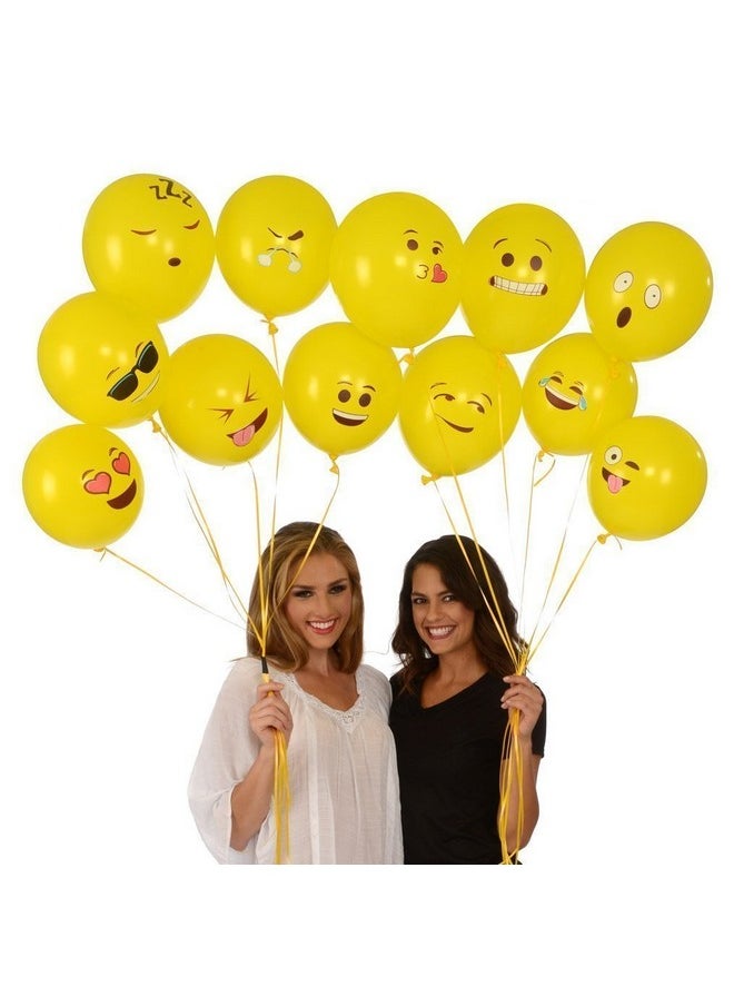 Smartcraft Smartcraft Emoji Balloons Latex Yellow Emoji Smiley Balloons (Pack of 25)  - Image 4