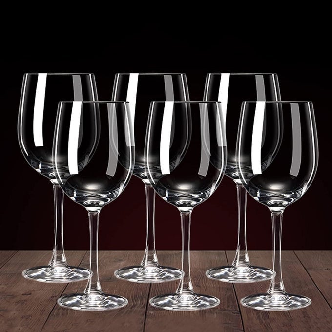 PREMIUM CLASSIC WINE GLASSES SET OF 6 CLEAR 465 ML IDEAL FOR RED OR WHITE WINE GLASS LEADFREE CRYSTAL