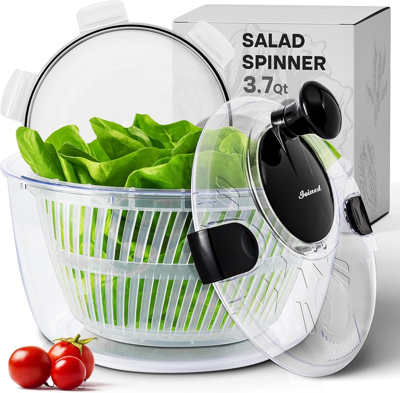 Joined Salad Spinner with Storage Lid, Drain, Bowl, and Colander - Quick and Easy Multi-Use Lettuce Spinner, Vegetable Dryer, Fruit Washer, Pasta and Fries Spinner - 3.7 Qt - Image 1