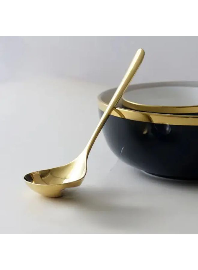 Golden Stainless Steel Soup Serving Spoon Long Handle Thickened Polished Finish Durable Cutlery - Image 3