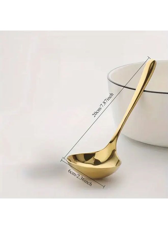 Golden Stainless Steel Soup Serving Spoon Long Handle Thickened Polished Finish Durable Cutlery - Image 4