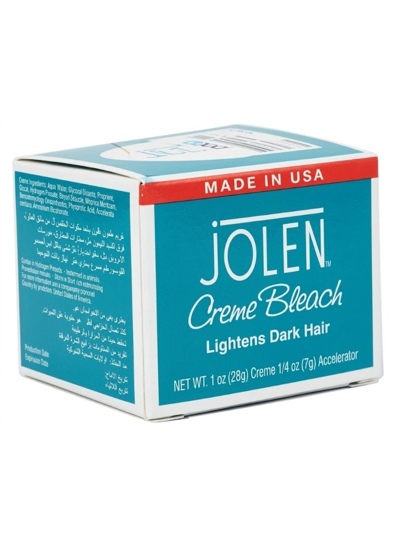 JOLEN Creme Bleach for Dark Hair Lightening, 28g Creme with 7g Accelerator