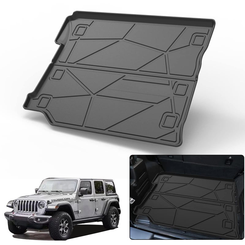 Cargo Liner for 2021 Wrangler JL Black TPO All Weather Waterproof Rear Cargo Tray Trunk Floor Mat Protector Compatible with 20182024 Jeep Wrangler JL Not for JK Models with Subwoofer