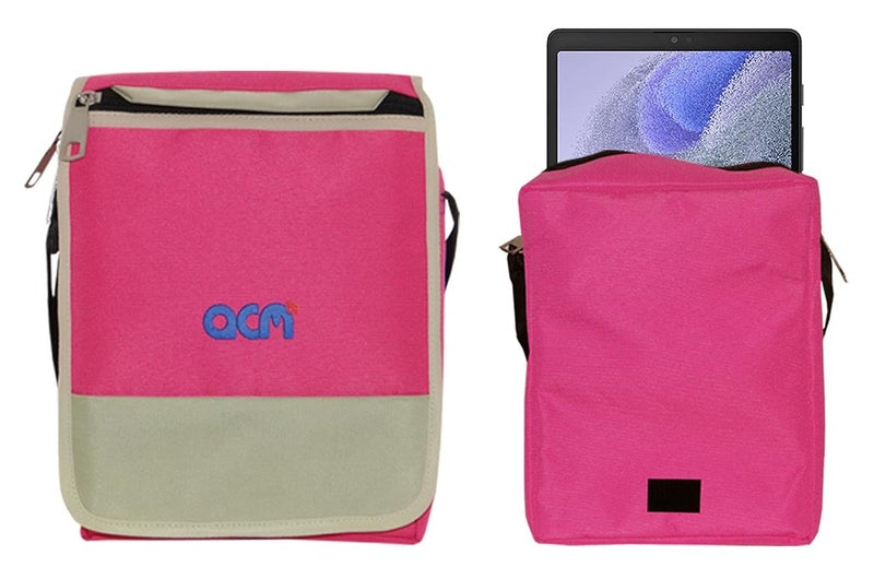 ACM Flip Soft Padded Shoulder Sling Bag Compatible with Samsung Galaxy Tab A7 Lite Carrying Case Dark Pink - Image 1