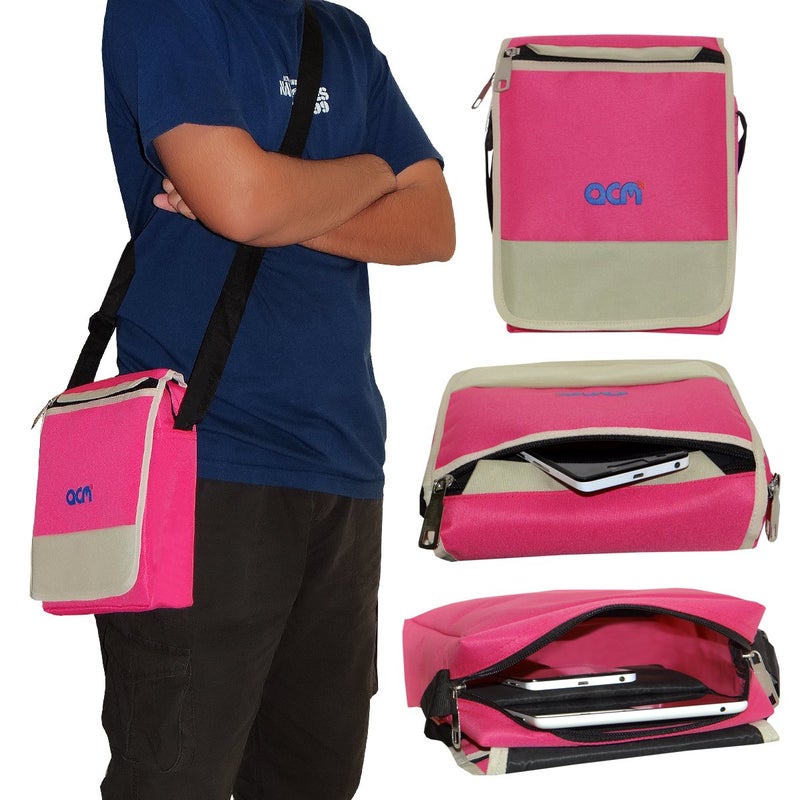 ACM Flip Soft Padded Shoulder Sling Bag Compatible with Samsung Galaxy Tab A7 Lite Carrying Case Dark Pink - Image 2