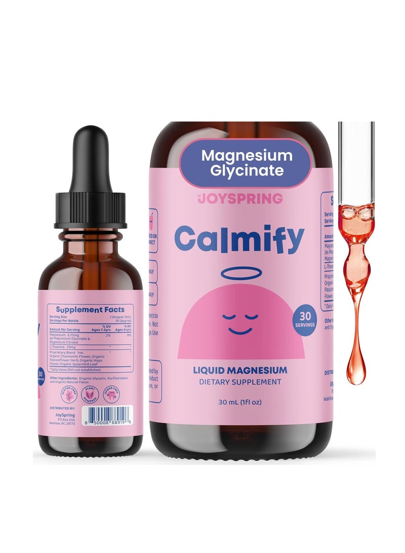 Magnesium Citrate & Glycinate Liquid for Kids – Sugar & Gluten-Free Supplement with L-Theanine & Chamomile – Supports Kids & Teens (1 fl oz, 30 Servings)