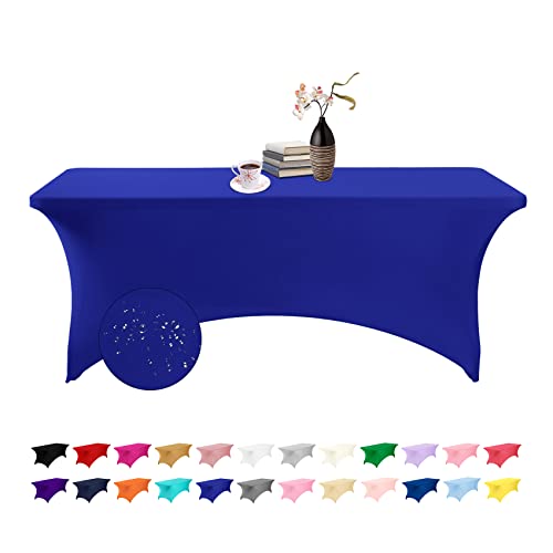 eccwai Spandex 6ft Waterproof Table Cover for PartyWedding Banquet and EventsRoyal Blue